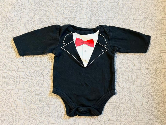 Little Treasure | tuxedo LS onesie | 3m