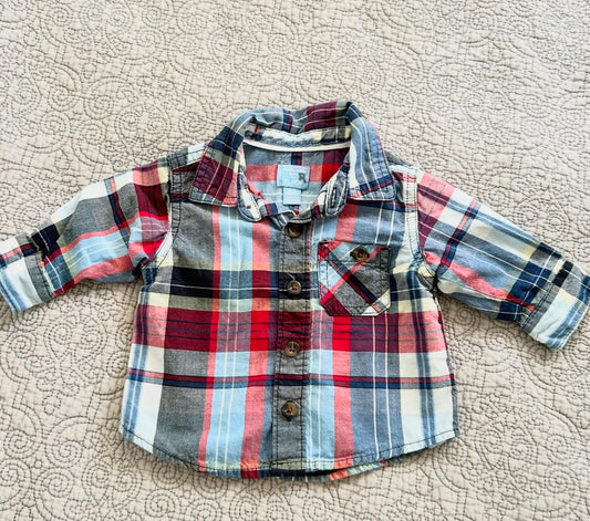 The children’s place | plaid button up | 3m